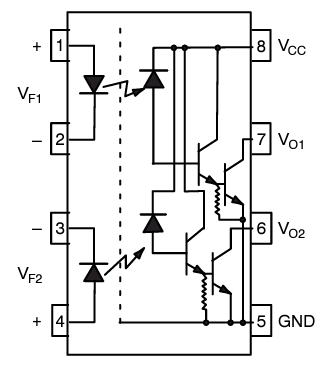 Schematic - onsemi HCPL2730M Transistor Optocoupler